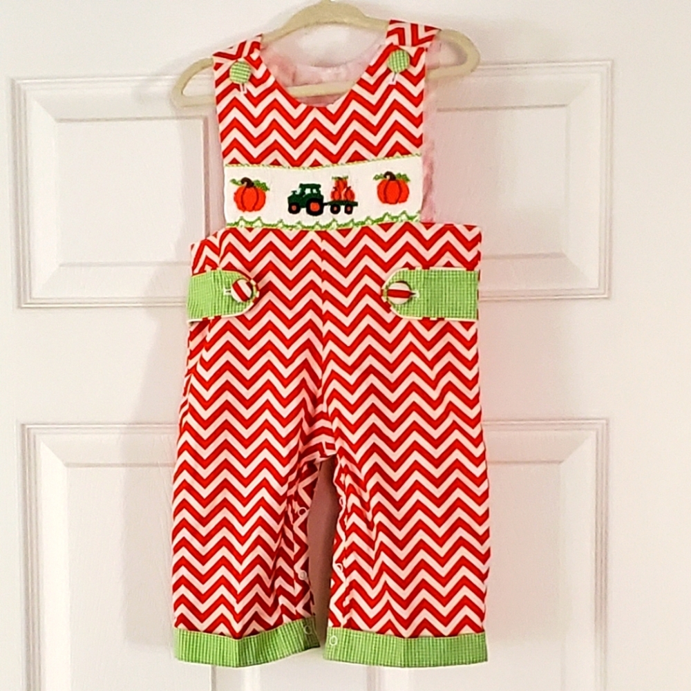 Tractor & Pumpkin Smocked LongAll